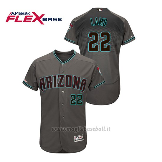 Maglia Baseball Uomo Arizona Diamondbacks Jake Lamb 150th Aniversario Patch Autentico Flex Base Grigio Teal